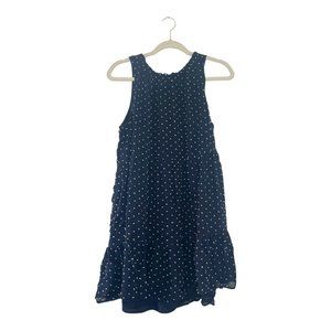 LOFT Medium High Neck Swing Dress Polka Dot (Navy)